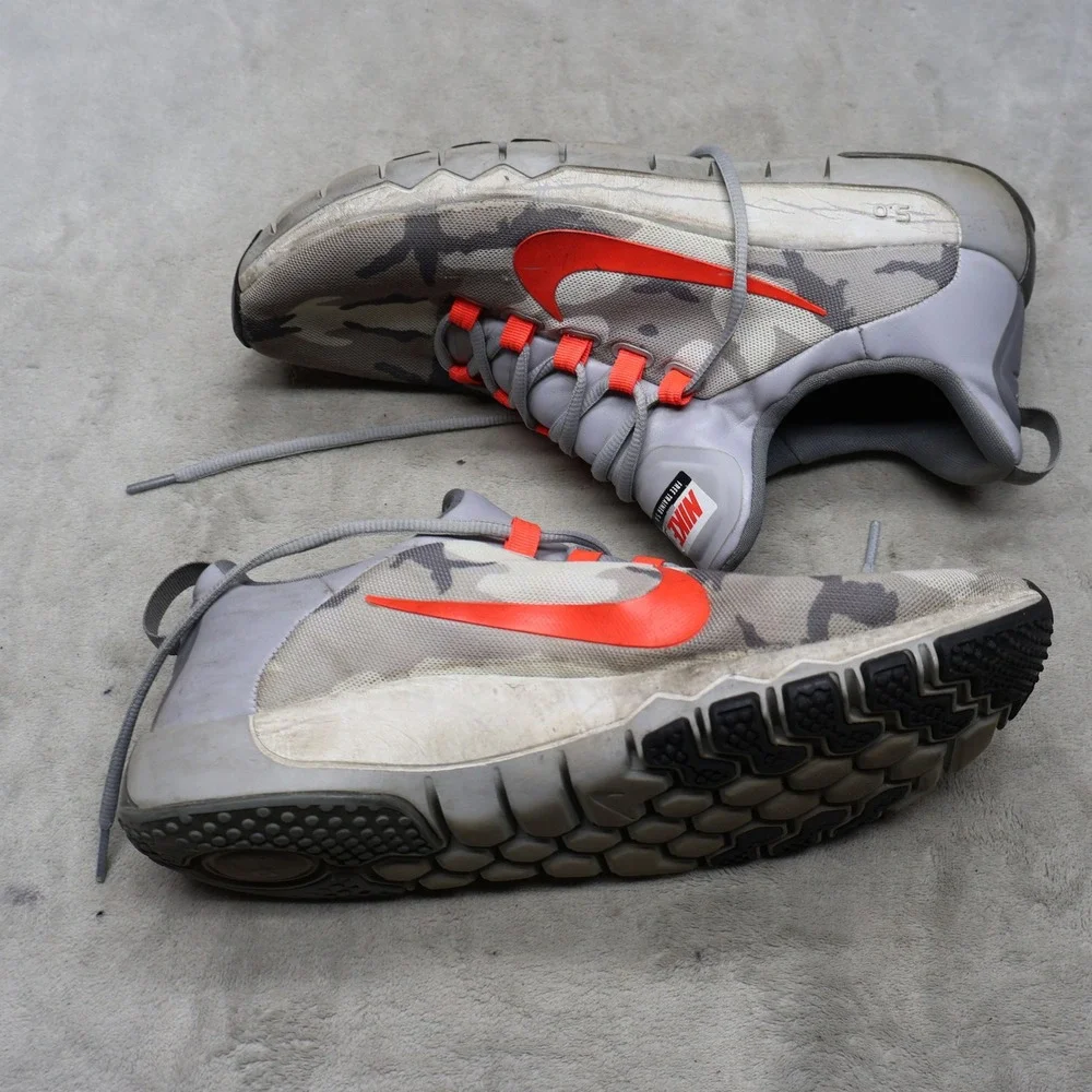 Nike Mens 12 Running Shoes Grey Free Trainer 5.0‎ Camo Accent Cushioned Athletic